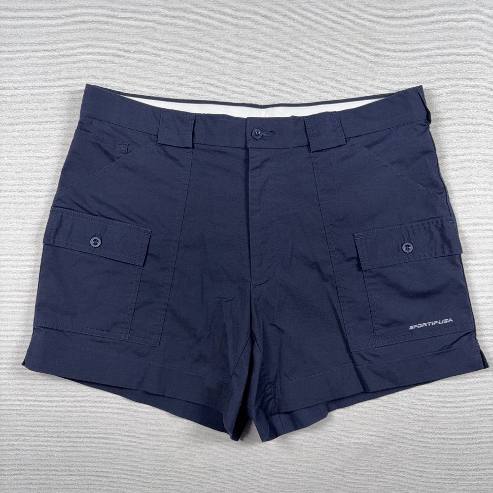 Vintage Sportif USA Original Stretch Cargo Shorts Mens Size 38 MEASURES 37 Navy